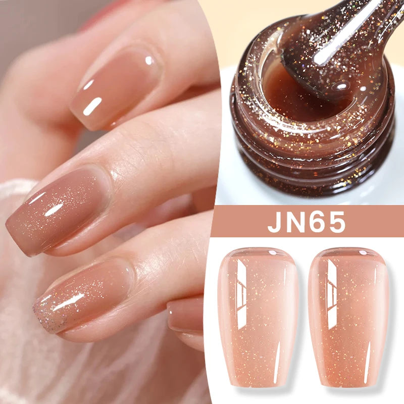 BORN PRETTY Jelly Nude Gel Nail Polish 10ml Light Pink Peach Translucent Color UV Light Cure Gel Varnish Nail Art DIY at Home - Acros