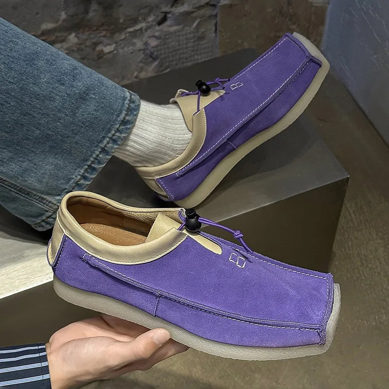 Ansoff men's square toe suede loafers with casual design, featuring a sleek silhouette and comfortable moccasin style.