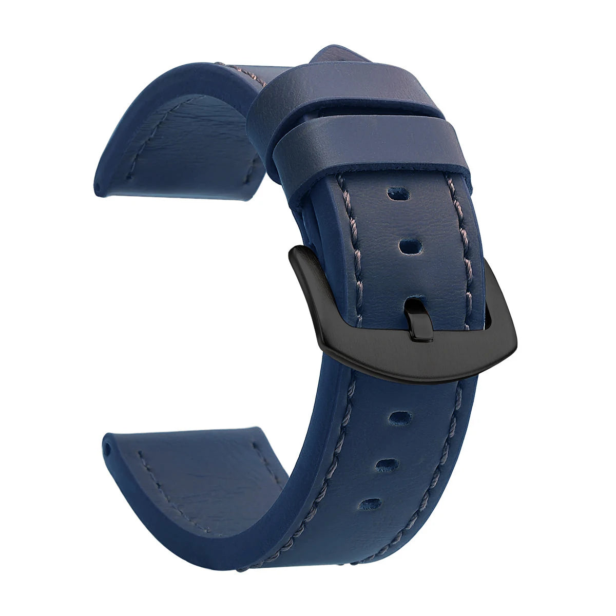 Ansoff SAMCO vintage leather watch band strap with stainless steel buckle in 18mm, 20mm, 22mm, or 24mm sizes, suitable for sport watches.