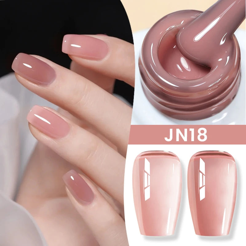BORN PRETTY Jelly Nude Gel Nail Polish 10ml Light Pink Peach Translucent Color UV Light Cure Gel Varnish Nail Art DIY at Home - Acros
