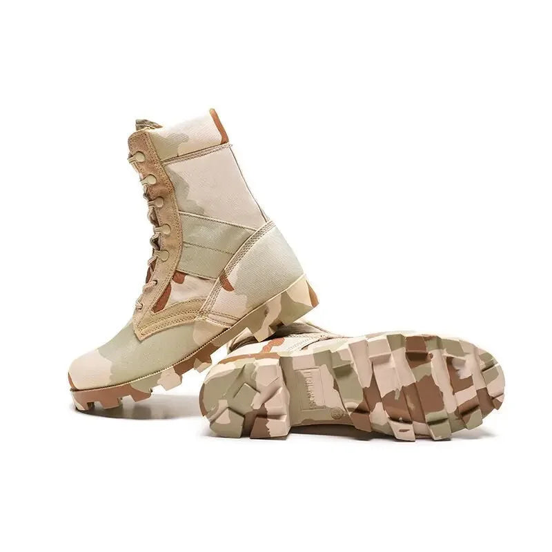 Men's Ansoff military combat high-top desert hiking boots with rugged design, anti-slip soles, and tactical outdoor footwear features.