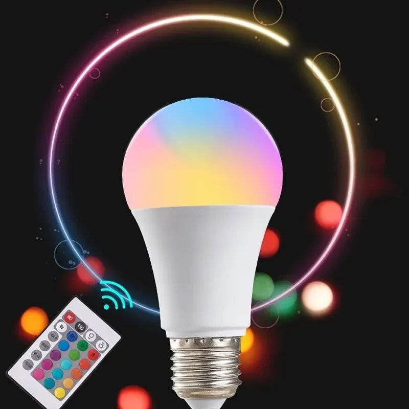 16 Colors RGB Bulb LED Multicolor Bulb E27 220V Household Lighting Dimmable 24 Key Remote Control Smart Lamp Atmosphere Light - Acros
