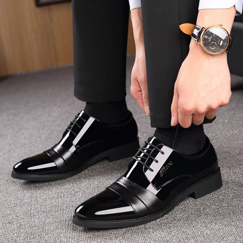Social Shoe for Men Casual Business Patent Leather Dress Shoes Man Bright Upper Pointed Toe 2025 Trend Office Suit Footwear New - Acros
