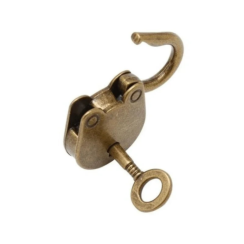 Vintage metal lock and key set by Ansoff, mini old-fashioned padlock with intricate details and antique charm.