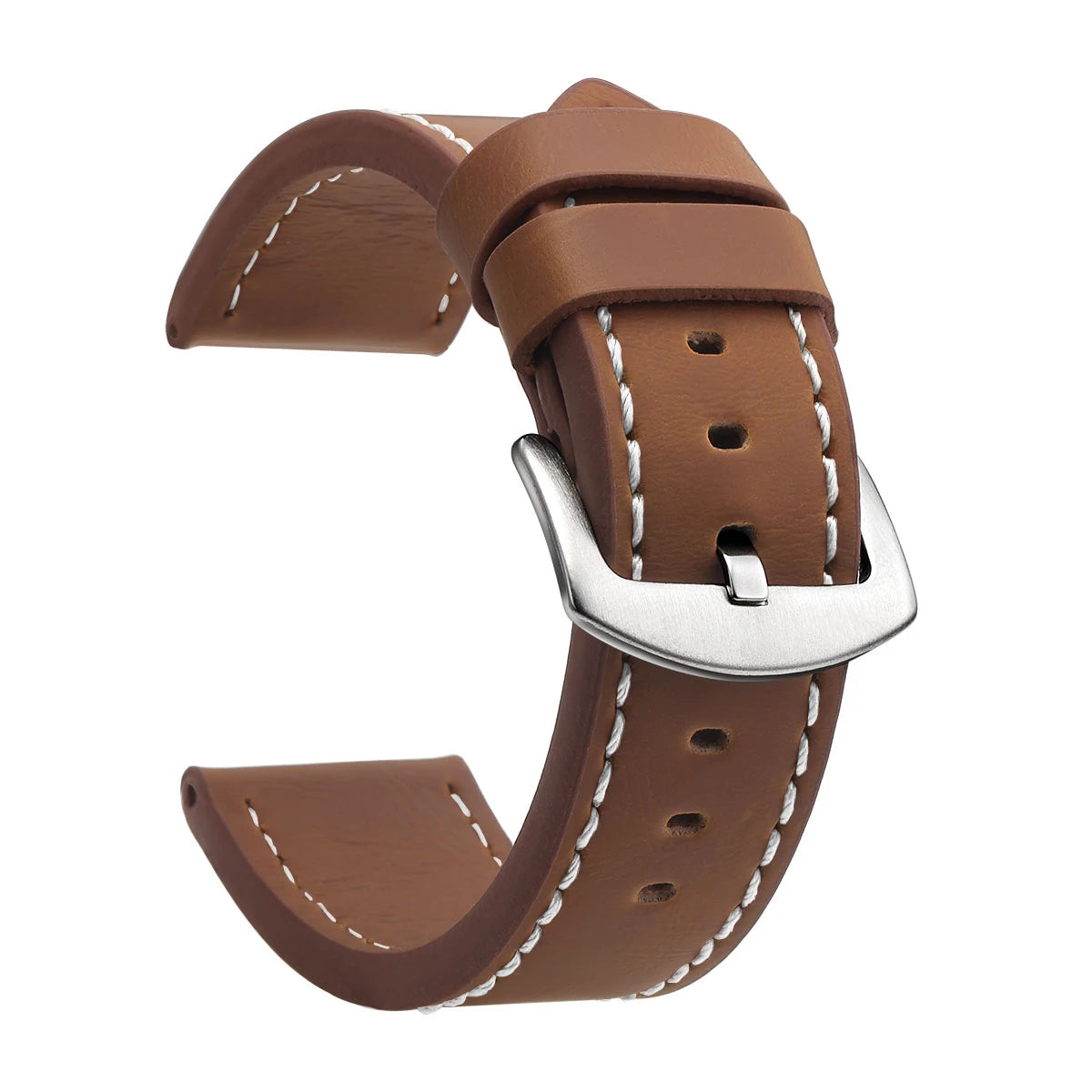 Ansoff SAMCO sport vintage leather watch band with stainless steel buckle, available in 18mm to 24mm sizes, for stylish watch accessories.