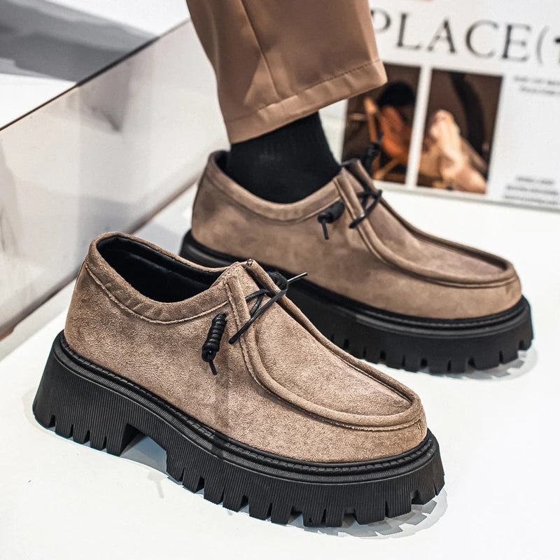 Men's Shoes 2025 Autumn New Style High-heel Thick-soled Loafers, Durable and Retro Casual Shoes, Everyday Street Trend Sneakers - Acros