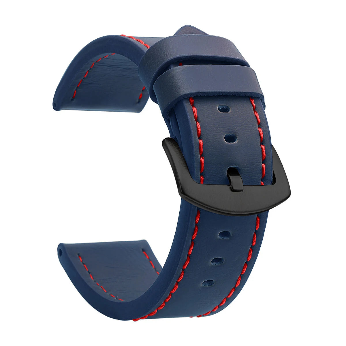 Ansoff SAMCO sport vintage leather watch band strap with stainless steel buckle, available in 18mm to 24mm sizes, for wristwatches.