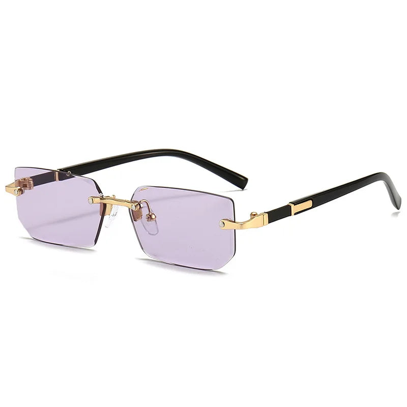 Rimless Sunglasses Rectangle Fashion Popular Women Men Shades Small Square Sun Glasses For Female Male Summer Traveling Oculos - Acros
