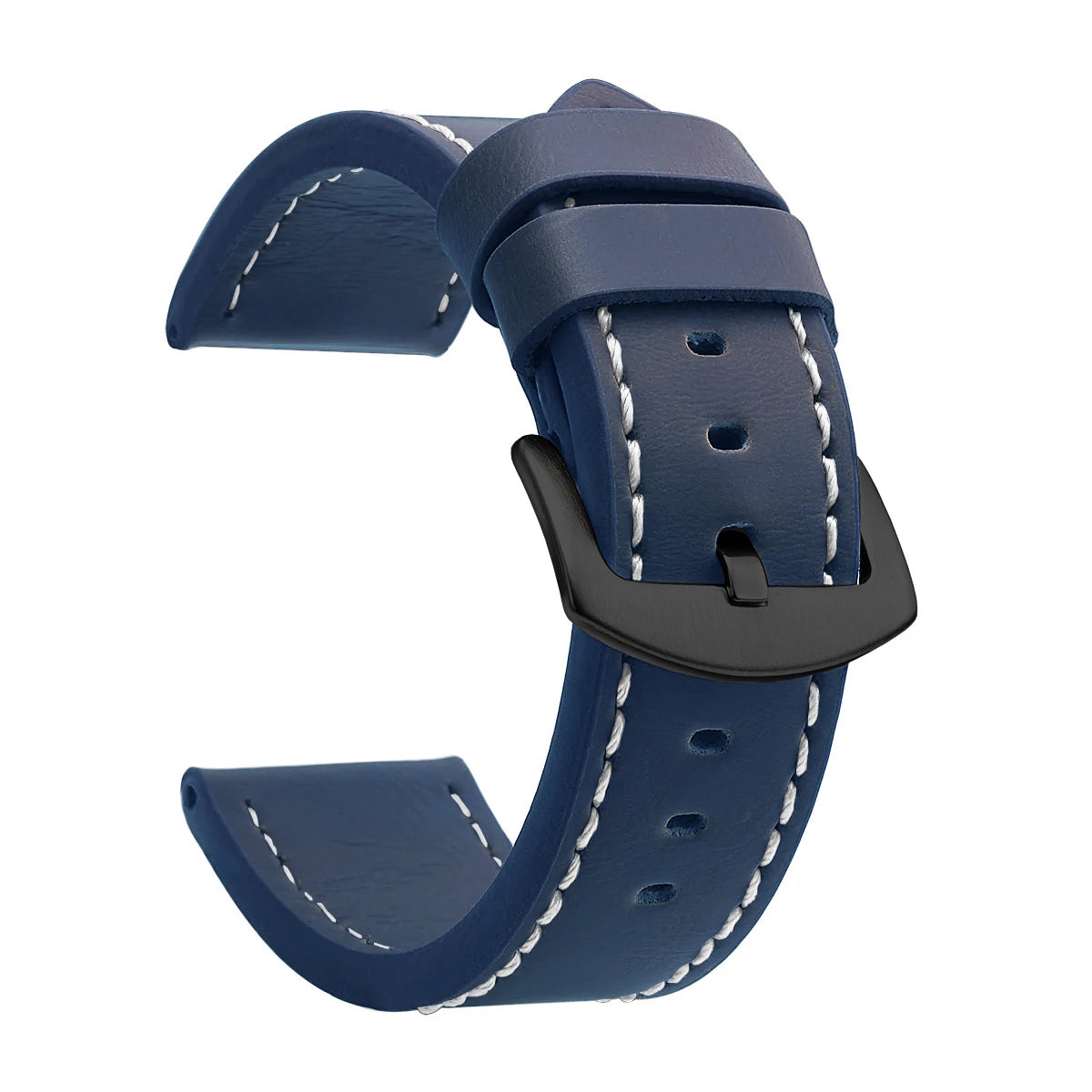 Ansoff vintage leather watch band strap with stainless steel buckle, available in 18mm to 24mm sizes, for sport and dress watches.