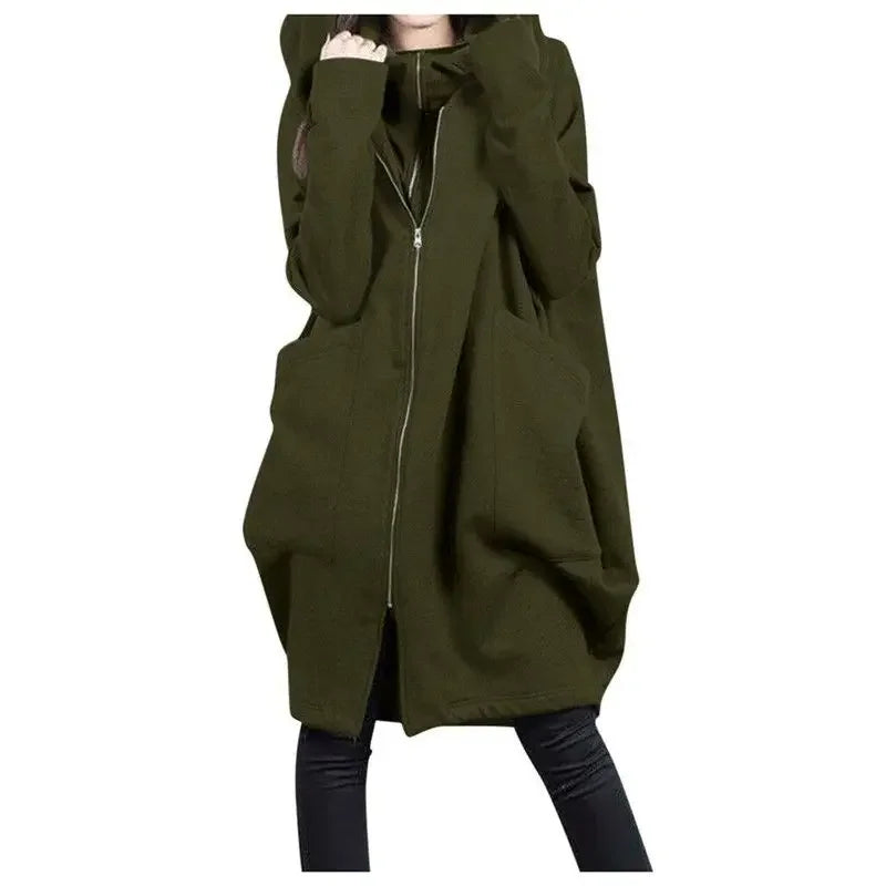 Hoodies Baggy Hooded Sweatshirt for Women Full Zip Up Woman Tops With Zipper New In Loose Harajuku Fashion Outerwears M E Basic - Acros
