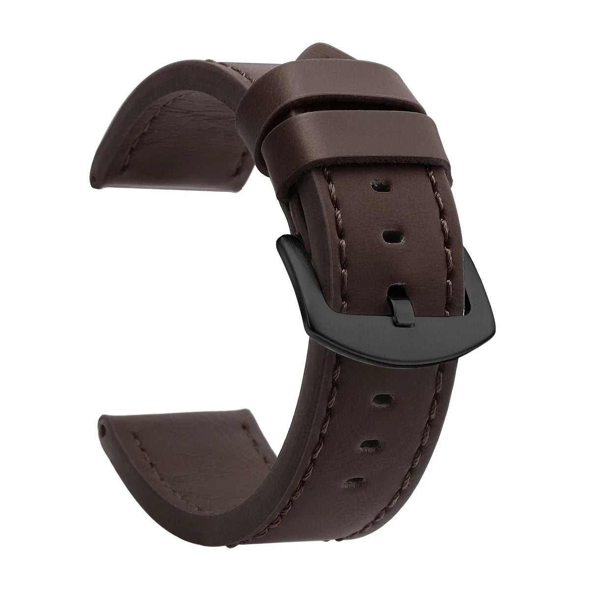 Ansoff SAMCO sport vintage leather watch band with stainless steel buckle, available in 18mm to 24mm sizes.