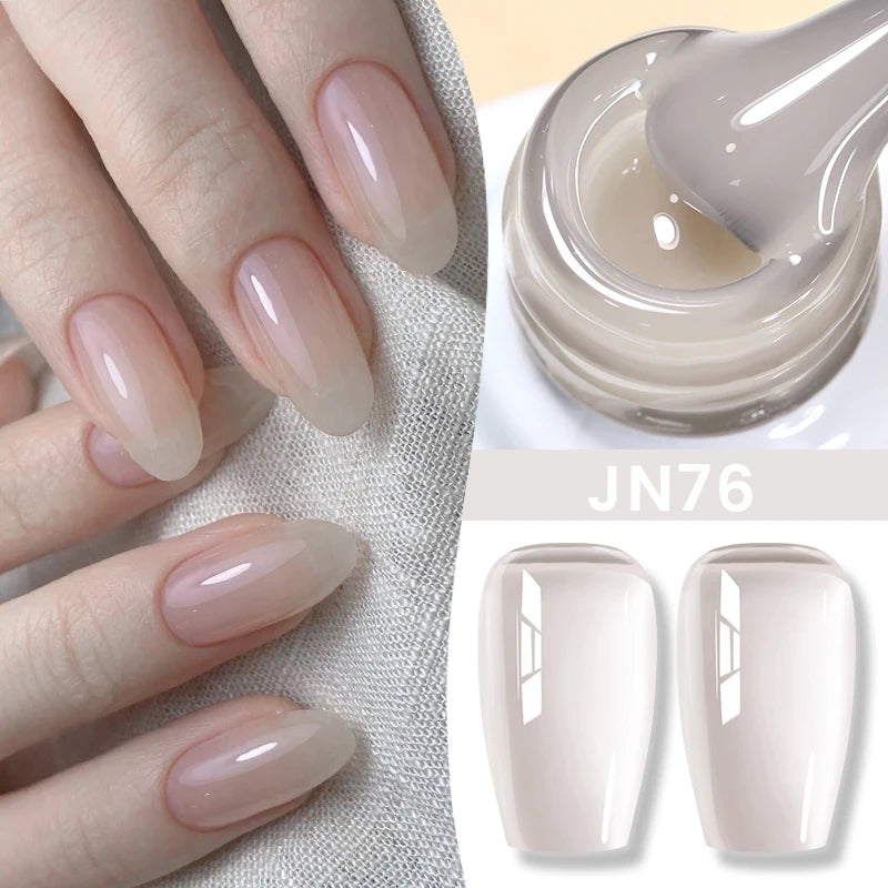 BORN PRETTY Jelly Nude Gel Nail Polish 10ml Light Pink Peach Translucent Color UV Light Cure Gel Varnish Nail Art DIY at Home - Acros