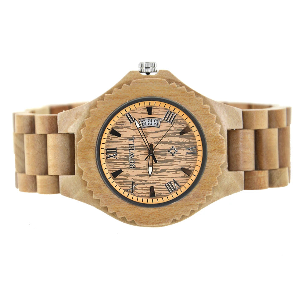 Wooden Watches for Men, Japanese Quartz Movement, Stylish Exotic Wrist Watch with Stainless Steel Buckle, Adjustable Straps - Acros
