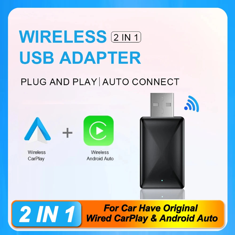 NEW 2in1 Wireless CarPlay AI Mini Android Auto Box Plug&Play Automatic Connection Compatible with 99% of Cars For Car Radio - Acros