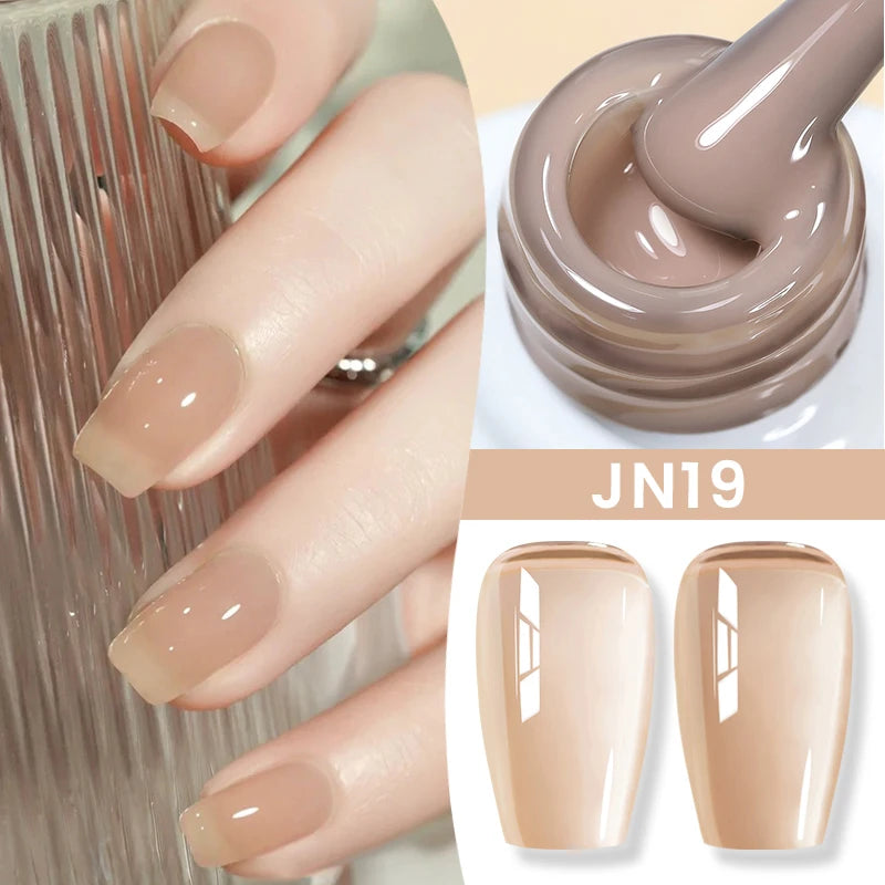 BORN PRETTY Jelly Nude Gel Nail Polish 10ml Light Pink Peach Translucent Color UV Light Cure Gel Varnish Nail Art DIY at Home - Acros