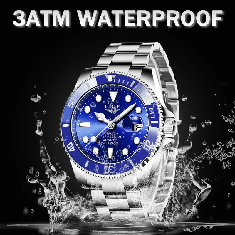 LIGE Top Luxury Watches For Men Fashion 30M Waterproof Luminous Date Quartz Wristwatches Casual Business Mens Watch Roloj Hombre - Acros