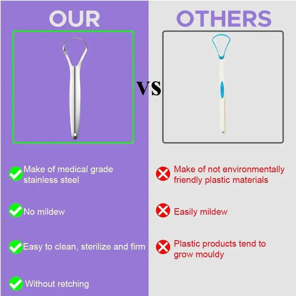 Ansoff stainless steel portable tongue scraper with single layer design for fresh breath and oral hygiene.