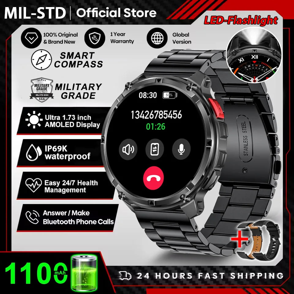 New T-Rex3 Ultra 1100mAh Battery Smart Watch GPS Track Compass IP69K Waterproof Sports tracker Outdoors Military Smartwatches - Acros