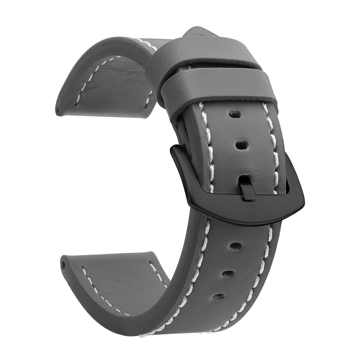 Ansoff vintage leather watch band with stainless steel buckle, suitable for 18mm to 24mm watch straps, sport style.