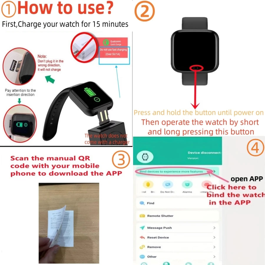 Smart Watch For Women Men Wristwatch Bluetooth Connected Phone Player Music Fitness Sport Bracelet Sleep Monitor Digital Watches - Acros