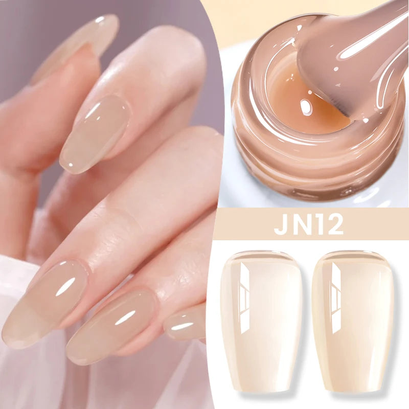 BORN PRETTY Jelly Nude Gel Nail Polish 10ml Light Pink Peach Translucent Color UV Light Cure Gel Varnish Nail Art DIY at Home - Acros