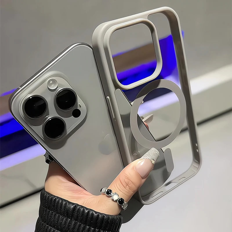 Matte Natural Titanium magnetic charging phone case for iPhone 16 15 14 13 12 11 Pro Max Plus Mini magsafe shockproof hard cover - Acros