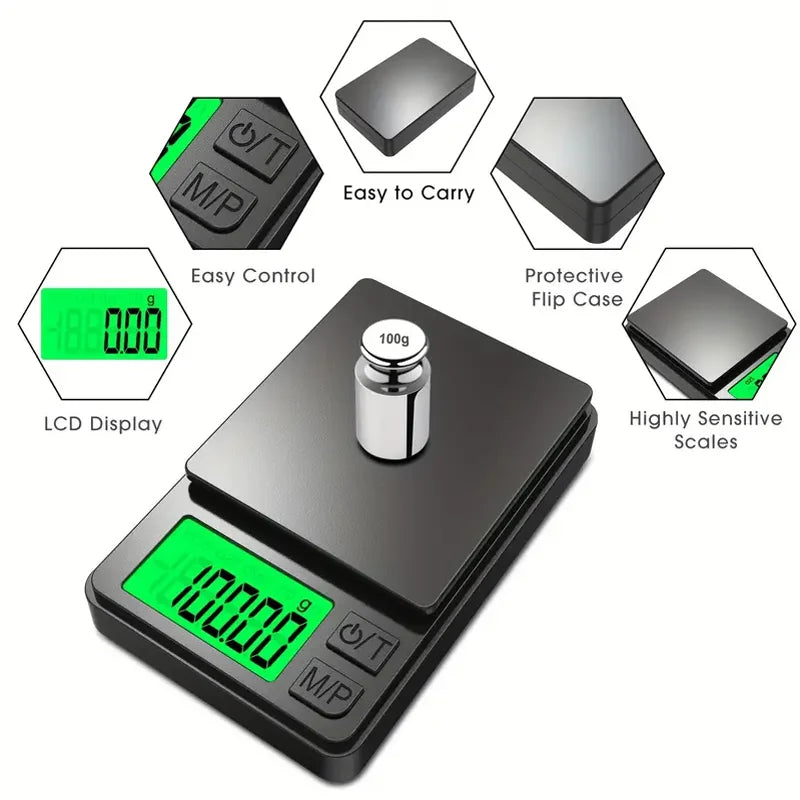 Precision Pocket Scale 1000g X 0.01g - Digital Gram, Food, Jewelry, Ounces/Grains Scale with Backlit LCD - Mini Scale for Travel - Acros