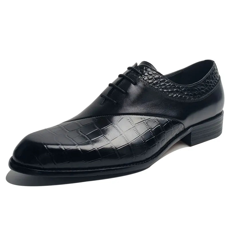 Handmade blue men's Oxford shoes by Ansoff, crafted from top layer cowhide leather with a luxury retro design for business or wedding wear.