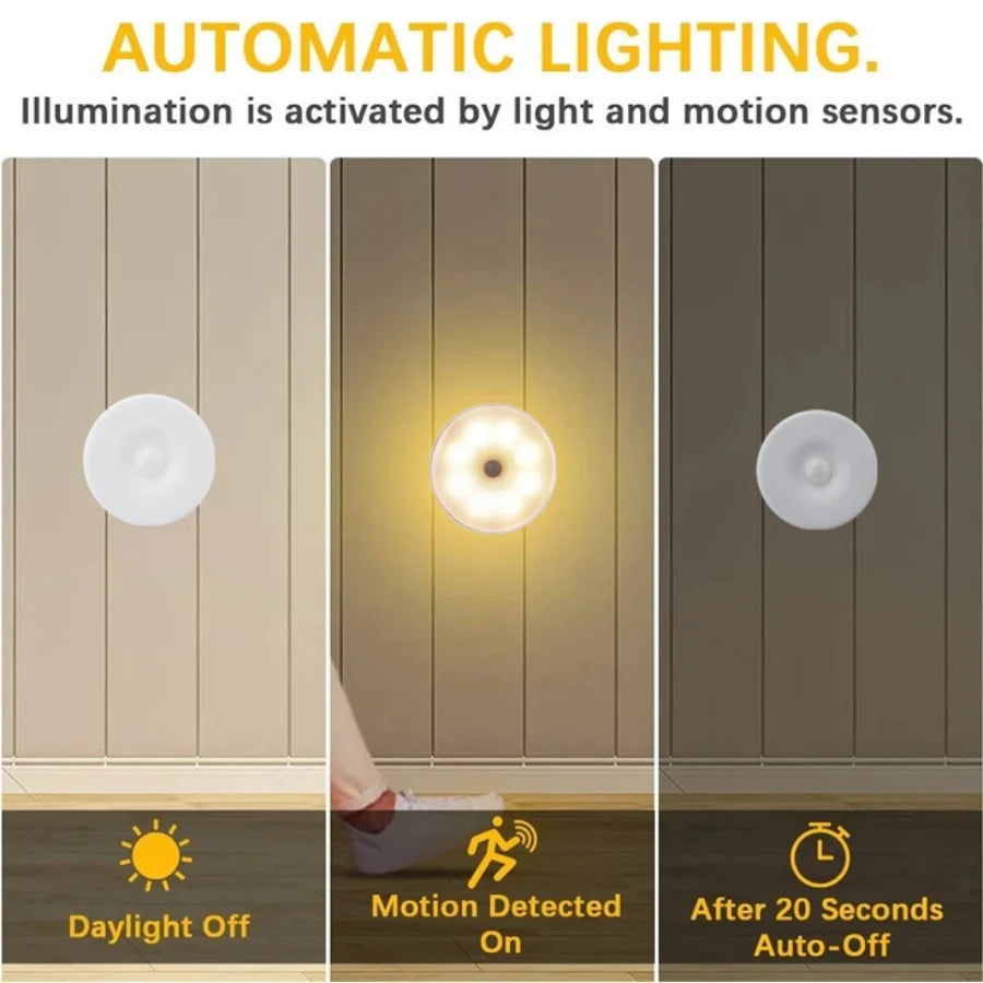 Motion Sensor Light Led USB NightLights Rechargeable Lamp for Bedroom Staircase Hallway Wardrobe Cupboard Lighting - Acros