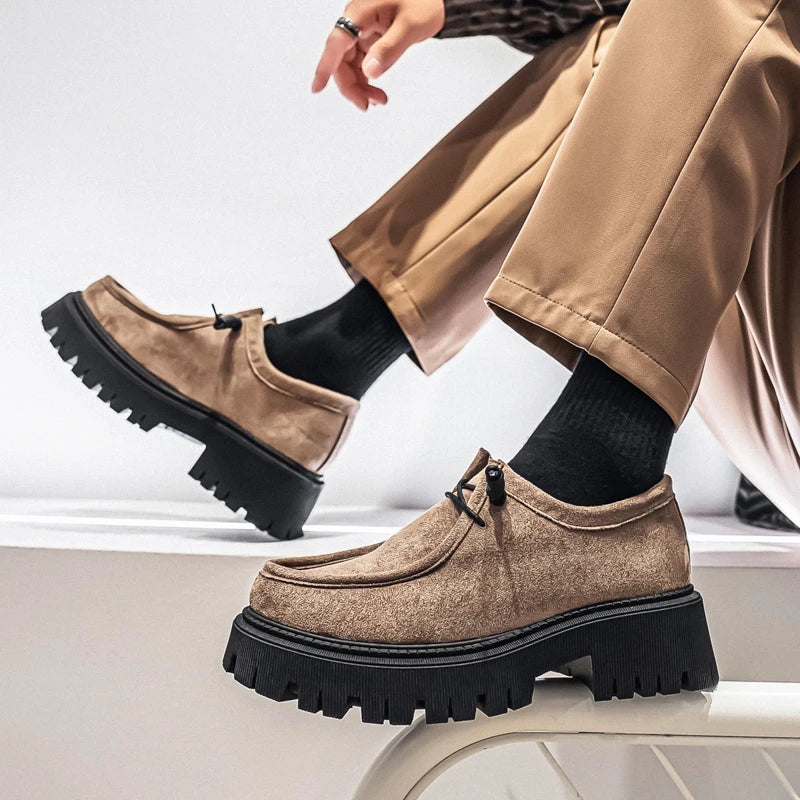 Men's Shoes 2025 Autumn New Style High-heel Thick-soled Loafers, Durable and Retro Casual Shoes, Everyday Street Trend Sneakers - Acros