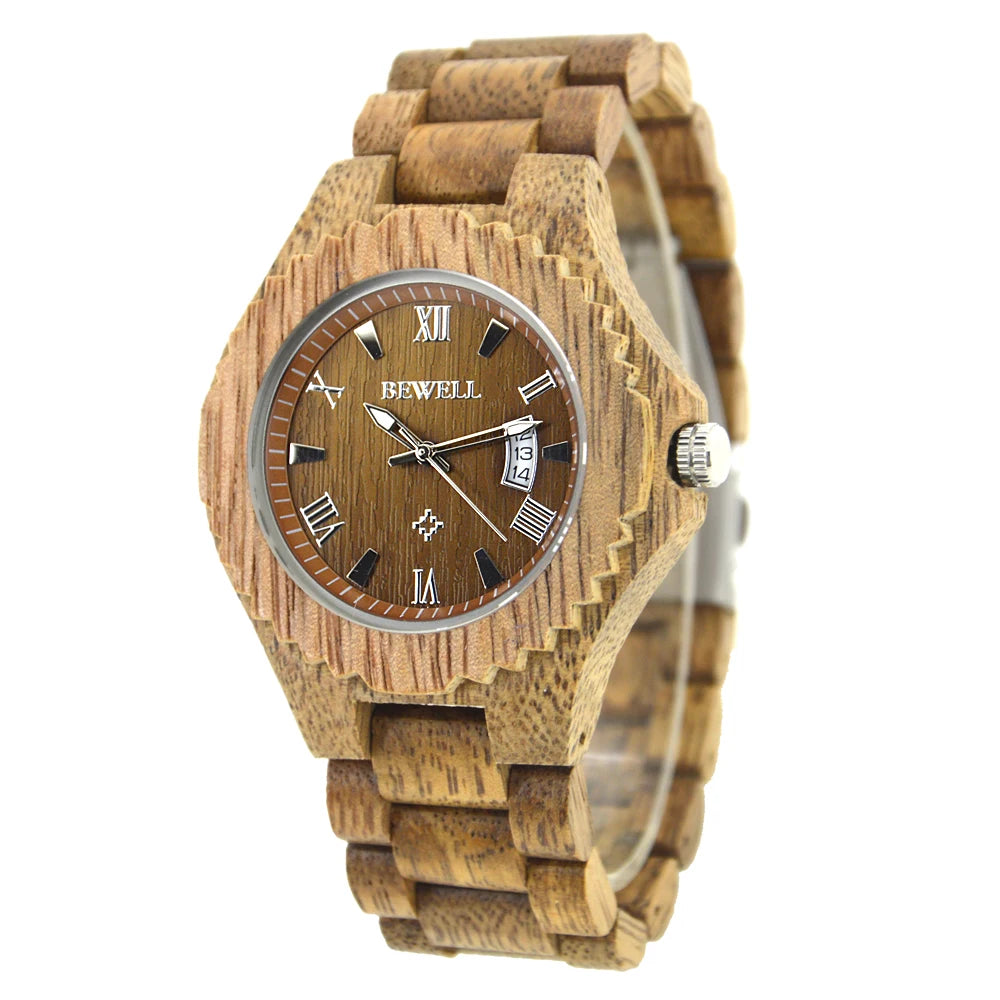 Wooden Watches for Men, Japanese Quartz Movement, Stylish Exotic Wrist Watch with Stainless Steel Buckle, Adjustable Straps - Acros