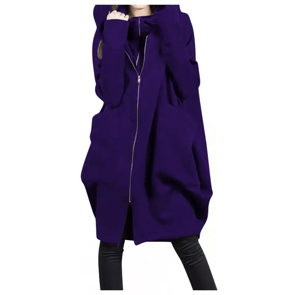 Hoodies Baggy Hooded Sweatshirt for Women Full Zip Up Woman Tops With Zipper New In Loose Harajuku Fashion Outerwears M E Basic - Acros