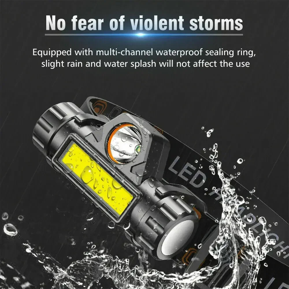 1-5PCS Rechargeable COB LED Headlamp Strong Magnetic Powerful Headlight Super Bright Waterproof Head Torch For Outdoor Fishing - Acros