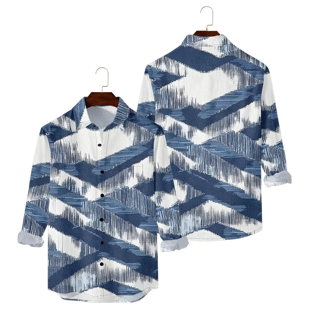 Ansoff Hawaiian button-up shirt featuring retro floral print, full sleeves, casual streetwear style, suitable for travel and resort wear