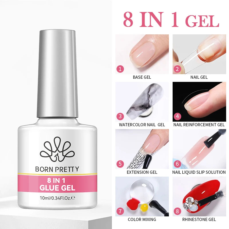 BORN PRETTY Jelly Nude Gel Nail Polish 10ml Light Pink Peach Translucent Color UV Light Cure Gel Varnish Nail Art DIY at Home - Acros