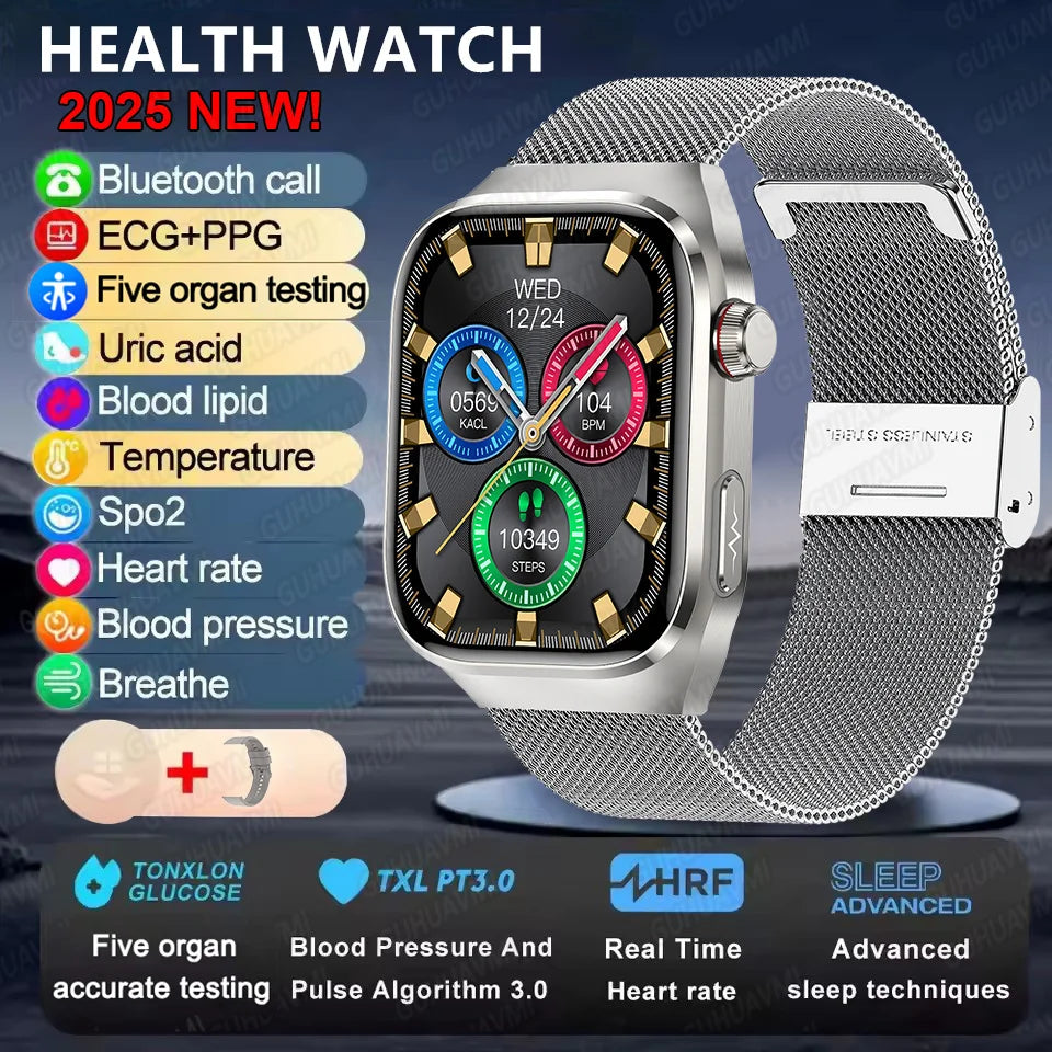 Ansoff 2025 Micro Physical Examination Smart Watch for men with uric acid, body fat, organ health monitoring, Bluetooth call.