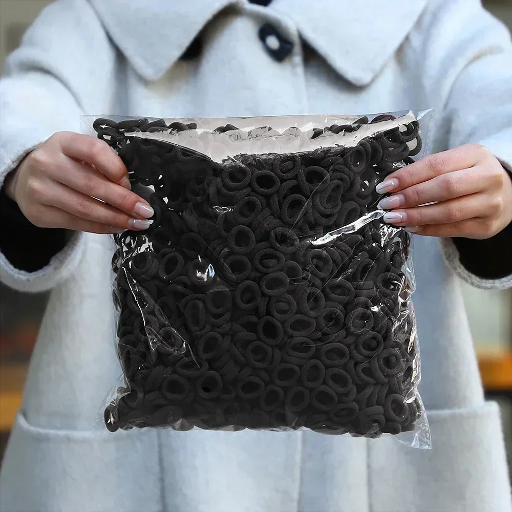 50Pcs/bag Colorful Basic Nylon Ealstic Hair Ties for Girls Ponytail Hold Scrunchie Rubber Band Kid Fashion Hair Accessories - Acros