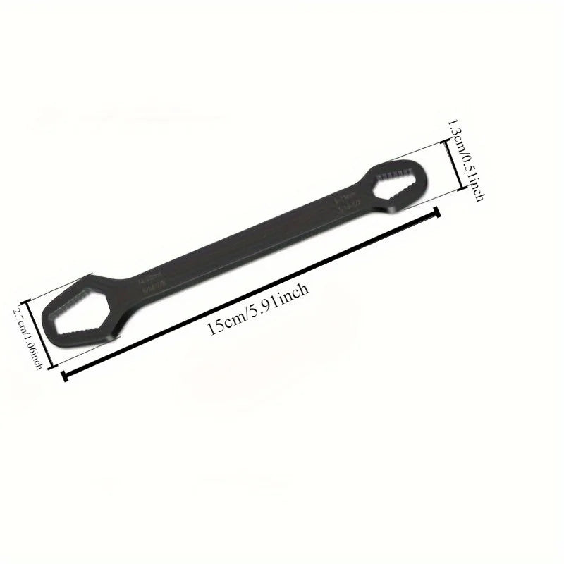 Ansoff double-ended ratchet wrench with adjustable heads for 3-17mm screw nuts, self-tightening, tool for repair and maintenance.