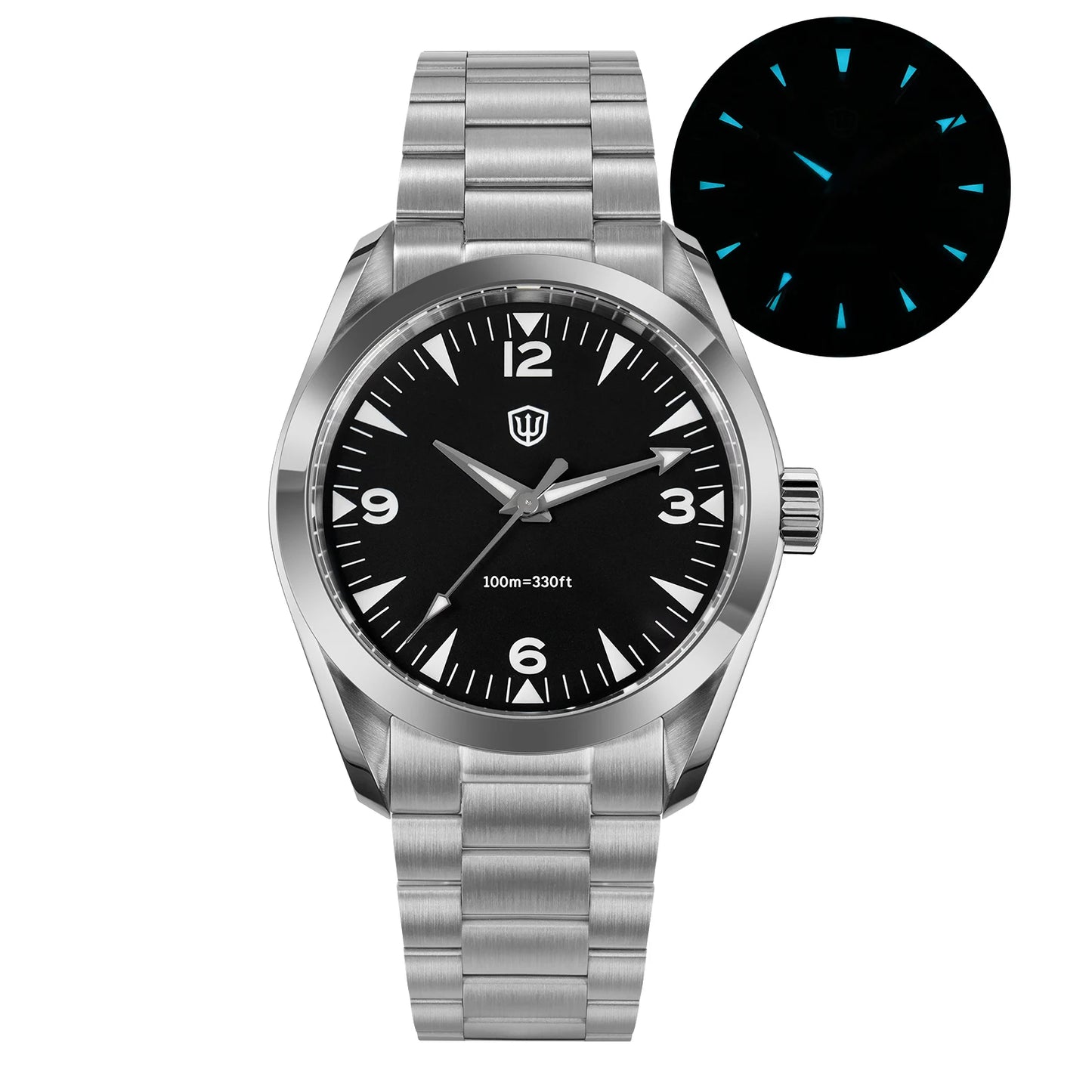 Watchdives WD0006 Watch VH31 Sweep Second Movement Domed Sapphire Crystal BGW9 Luminous 10Bar Waterproof 38mm Vintage Watches - Acros