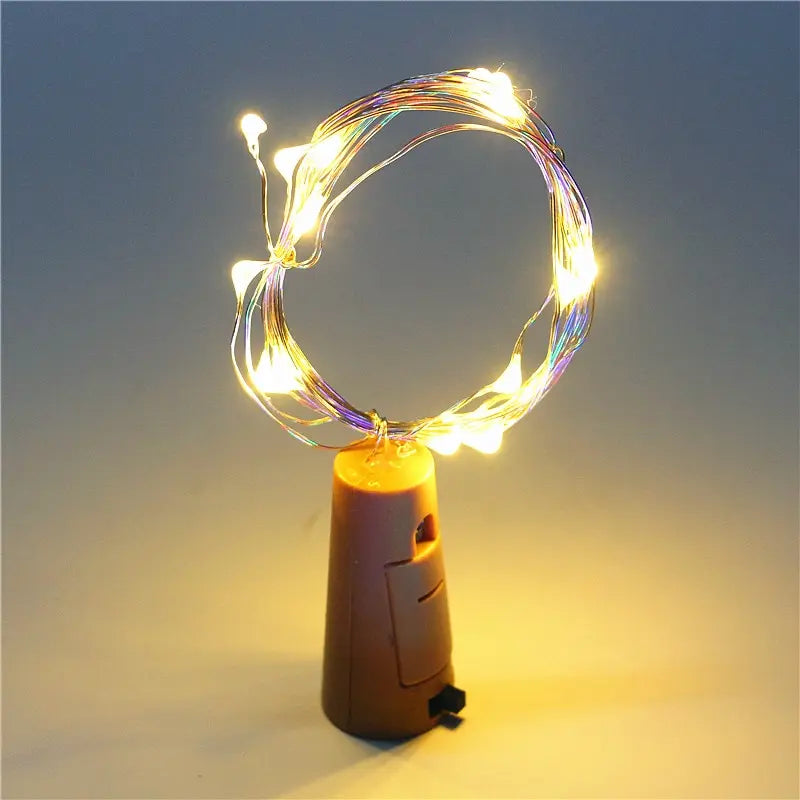 Bar LED Wine Bottle Cork 2M String Lights Christmas Decoration Led Lamp Bottle Fairy Lights Holiday Copper Wire Lights String - Acros