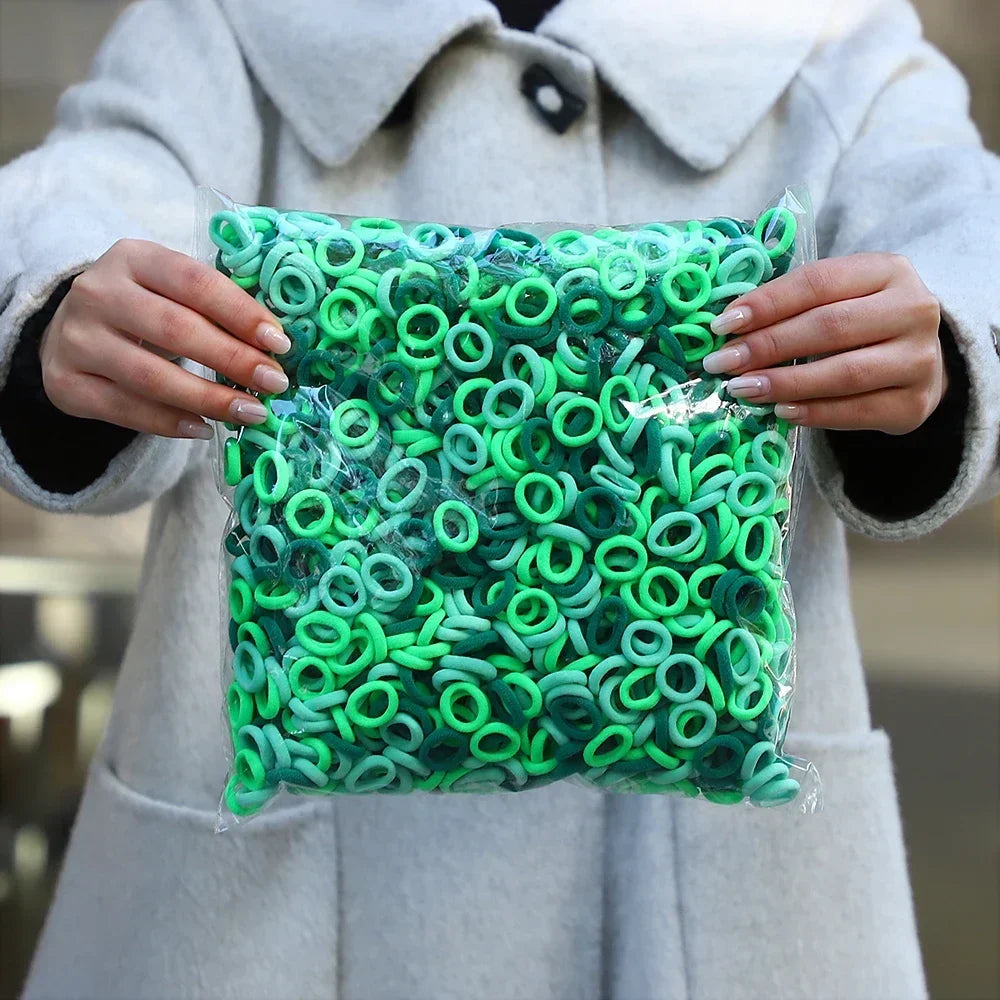 50Pcs/bag Colorful Basic Nylon Ealstic Hair Ties for Girls Ponytail Hold Scrunchie Rubber Band Kid Fashion Hair Accessories - Acros