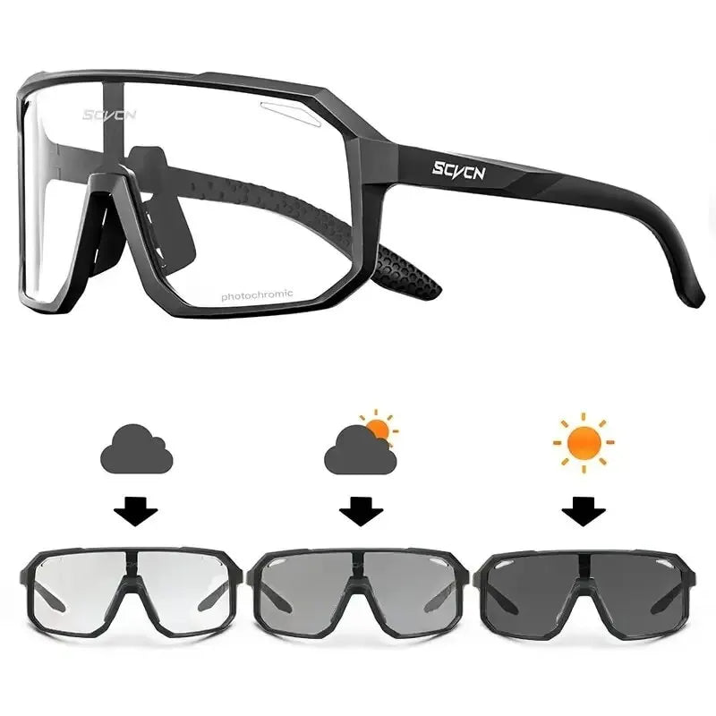 Ansoff photochromic cycling glasses for men and women, mountain bike and outdoor sports eyewear with tinted lenses for riding and hiking.
