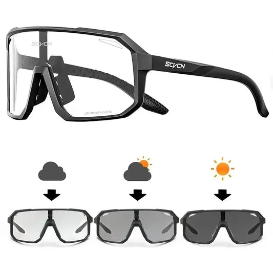 Ansoff photochromic cycling glasses for men and women, mountain bike and outdoor sports eyewear with tinted lenses for riding and hiking.